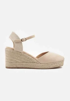 Beżowe Sandały w Stylu Espadryli na Koturnie z Plecionki Nilisine