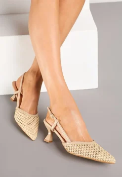 Beżowe Sandały z Ażurowej Siateczki na Kaczuszce ze Szpiczastym Noskiem Morirra