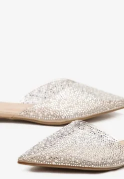 Beżowe Sandały z Przezroczystą Cholewką Ozdobione Cyrkoniami Silevea