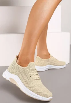 Beżowe Siateczkowe Buty Sportowe na Piankowej Podeszwie Linidas
