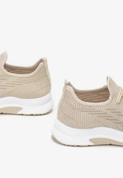 Beżowe Siateczkowe Buty Sportowe na Piankowej Podeszwie Linidas