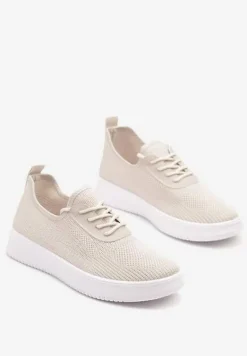 Beżowe Siateczkowe Buty Sportowe Sneakersy Eravessa