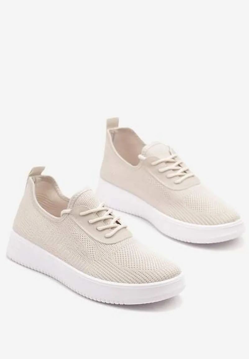 Beżowe Siateczkowe Buty Sportowe Sneakersy Eravessa