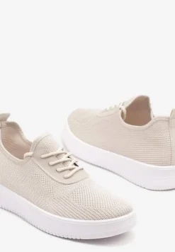 Beżowe Siateczkowe Buty Sportowe Sneakersy Eravessa