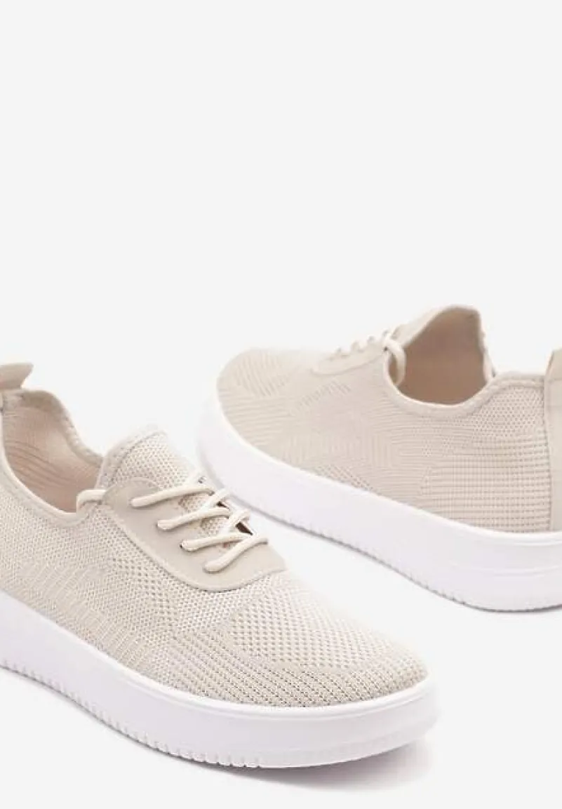 Beżowe Siateczkowe Buty Sportowe Sneakersy Eravessa