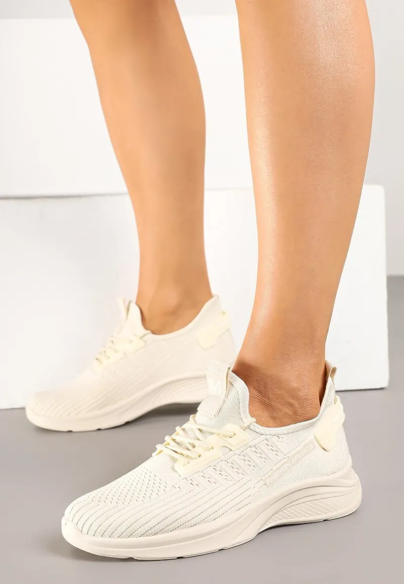 Beżowe Siateczkowe Buty Sportowe Sneakersy Ulinoria