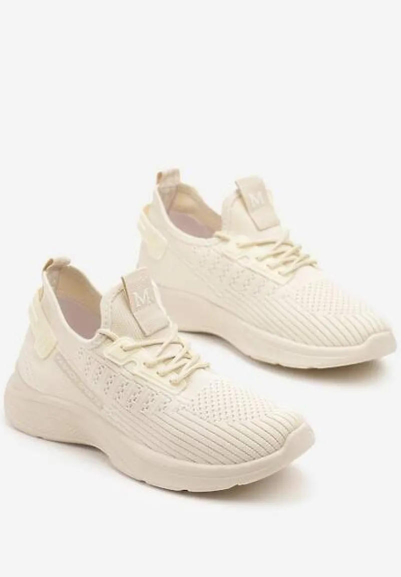 Beżowe Siateczkowe Buty Sportowe Sneakersy Ulinoria
