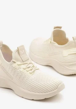 Beżowe Siateczkowe Buty Sportowe Sneakersy Ulinoria