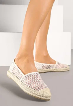 Beżowe Siateczkowe Espadryle na Podeszwie z Plecionki Setariva