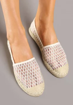 Beżowe Siateczkowe Espadryle na Podeszwie z Plecionki Setariva