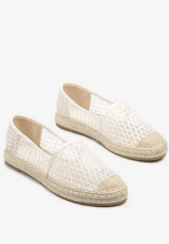 Beżowe Siateczkowe Espadryle na Podeszwie z Plecionki Setariva