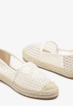 Beżowe Siateczkowe Espadryle na Podeszwie z Plecionki Setariva