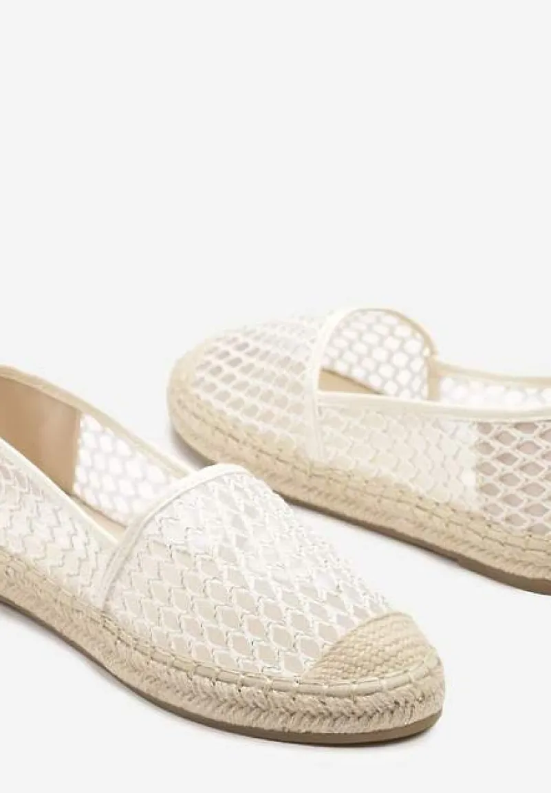Beżowe Siateczkowe Espadryle na Podeszwie z Plecionki Setariva