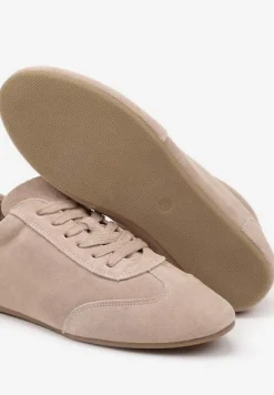 Beżowe Sneakersy Basic ze Skóry Naturalnej Fonariela