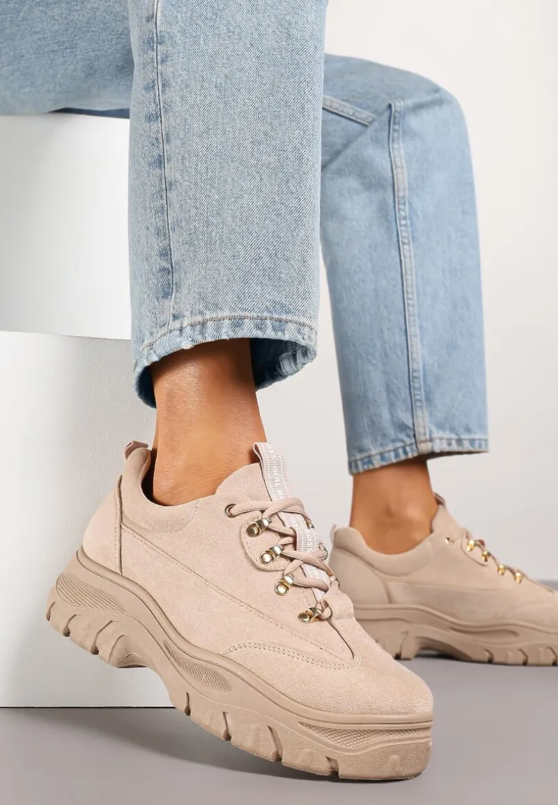 Beżowe Sneakersy Farwynn