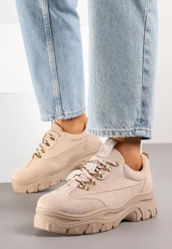 Beżowe Sneakersy Farwynn