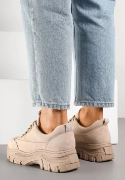 Beżowe Sneakersy Farwynn