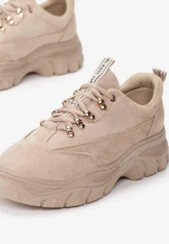 Beżowe Sneakersy Farwynn