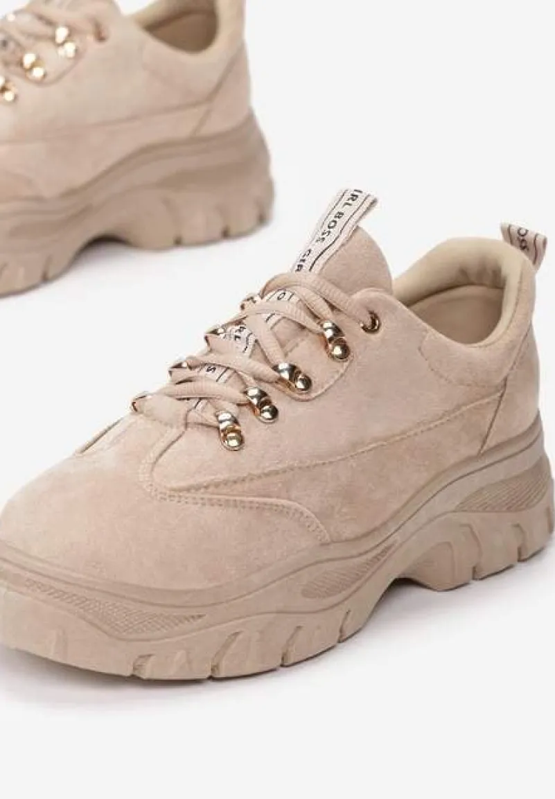 Beżowe Sneakersy Farwynn