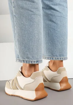 Beżowe Sneakersy Ozdobione Geometrycznym Motywem Dalvisa