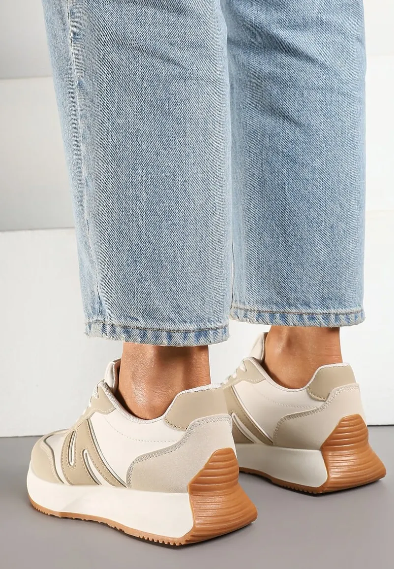 Beżowe Sneakersy Ozdobione Geometrycznym Motywem Dalvisa