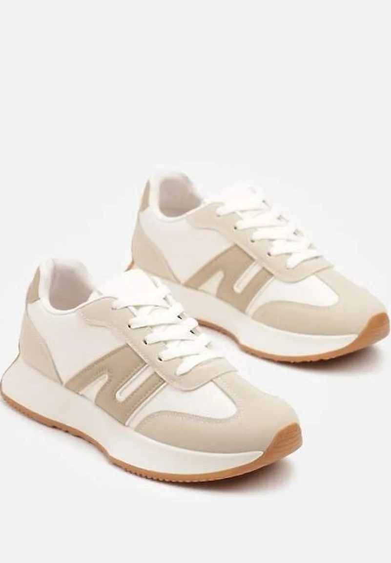 Beżowe Sneakersy Ozdobione Geometrycznym Motywem Dalvisa