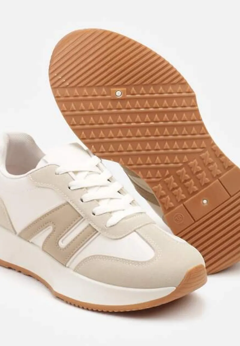 Beżowe Sneakersy Ozdobione Geometrycznym Motywem Dalvisa