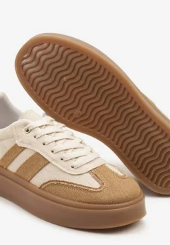Beżowe Sneakersy Tenisówki na Kauczukowej Podeszwie Ardisora