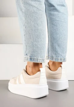 Beżowe Sneakersy Typu Kultowe Tenisówki na Platformie Redoreve