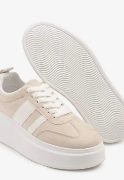 Beżowe Sneakersy Typu Kultowe Tenisówki na Platformie Redoreve