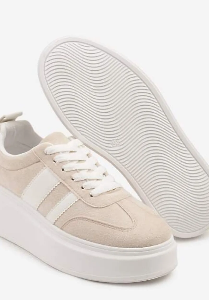 Beżowe Sneakersy Typu Kultowe Tenisówki na Platformie Redoreve