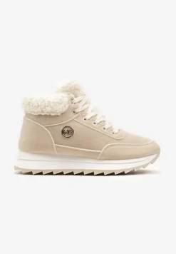 Beżowe Sneakersy z Ekozamszu z Futrzaną Wyściółką Etaylla