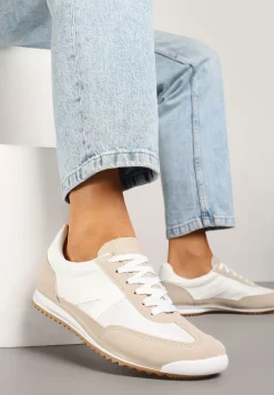 Beżowe Sneakersy z Geometrycznym Wzorem Zoloti