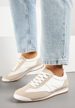 Beżowe Sneakersy z Geometrycznym Wzorem Zoloti