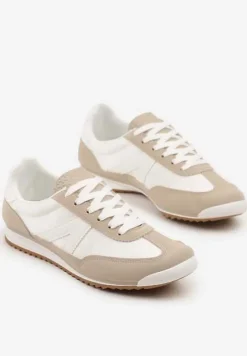 Beżowe Sneakersy z Geometrycznym Wzorem Zoloti