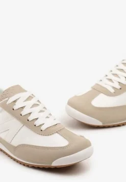 Beżowe Sneakersy z Geometrycznym Wzorem Zoloti