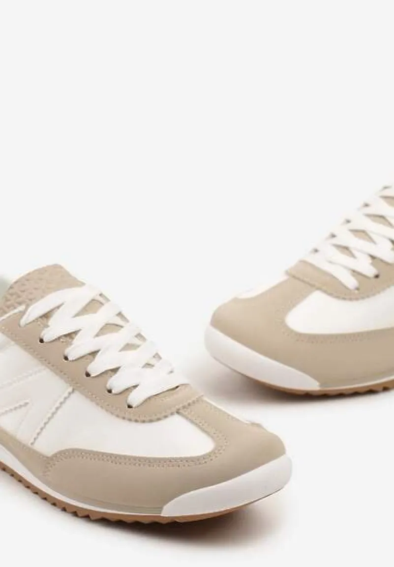 Beżowe Sneakersy z Geometrycznym Wzorem Zoloti