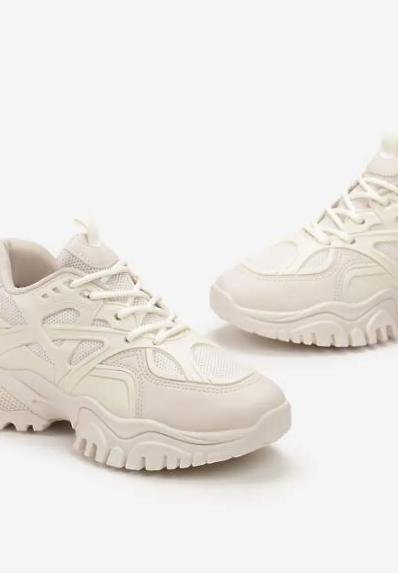 Beżowe Sneakersy z Metaliczną Wstawką na Grubej Podeszwie Boele