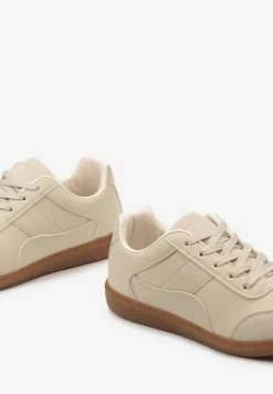 Beżowe Sneakersy z Ozdobnymi Przeszyciami przed Kostkę Redala