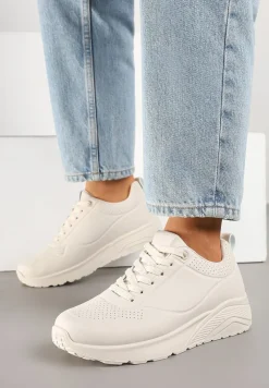 Beżowe Sneakersy z Tłoczoną Cholewką Ulithrena