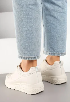 Beżowe Sneakersy z Tłoczoną Cholewką Ulithrena