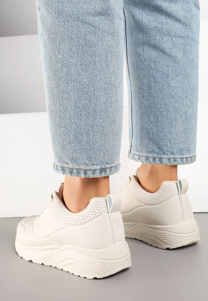 Beżowe Sneakersy z Tłoczoną Cholewką Ulithrena