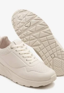Beżowe Sneakersy z Tłoczoną Cholewką Ulithrena