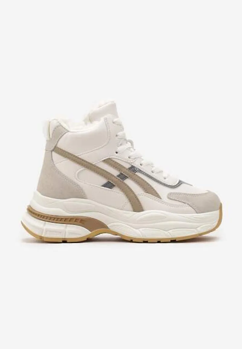 Beżowe Sneakersy za Kostkę na Grubej Podeszwie Luntris