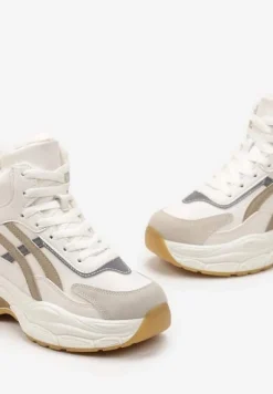 Beżowe Sneakersy za Kostkę na Grubej Podeszwie Luntris
