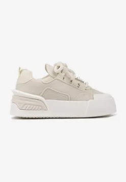 Beżowe Streetwearowe Sneakersy Trampki na Platformie Danenith