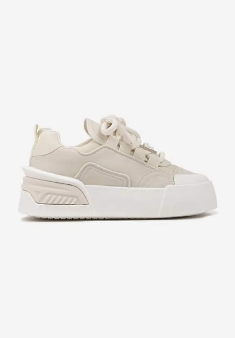 Beżowe Streetwearowe Sneakersy Trampki na Platformie Danenith