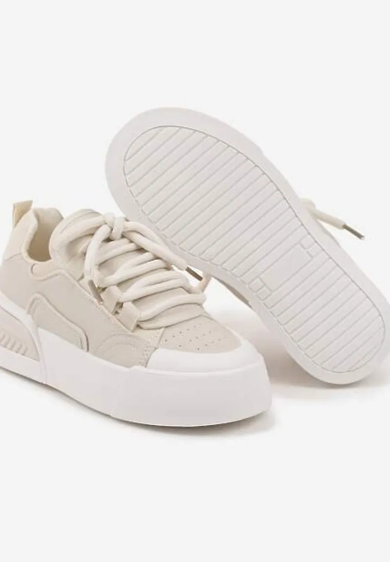 Beżowe Streetwearowe Sneakersy Trampki na Platformie Danenith