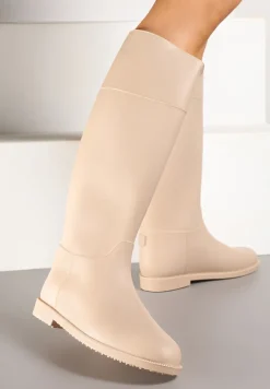Beżowe Stylowe Kalosze w Stylu Oficerek Nelreia