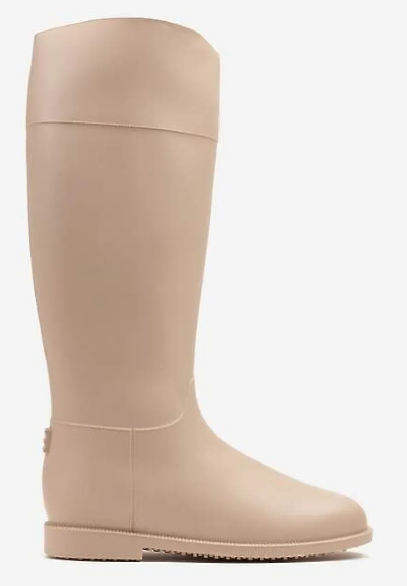 Beżowe Stylowe Kalosze w Stylu Oficerek Nelreia